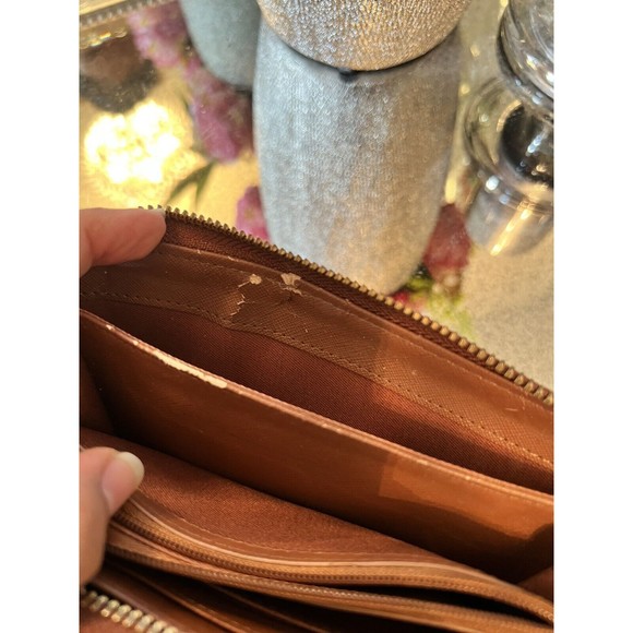 Fossil Cowhide Genuine Leather Zip Around Wallet Outer Zip Coin, Brown - Picture 10 of 11